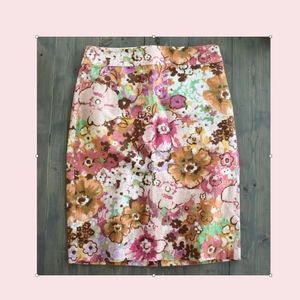 J. Crew Pastiche Watercolor floral pencil skirt